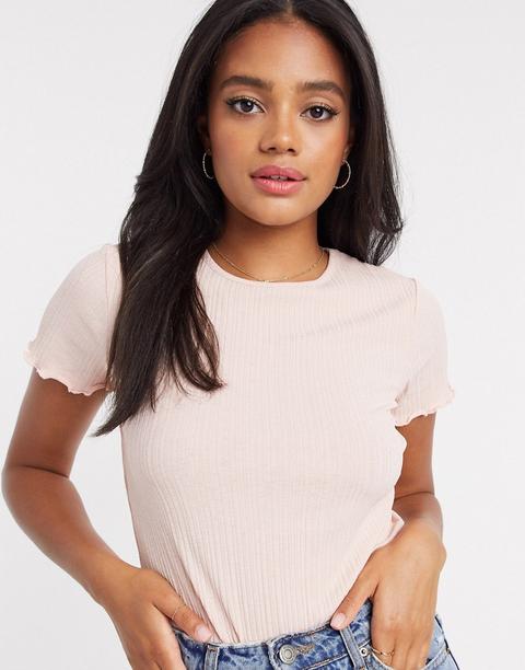 Camiseta Rosa Polvareda De Canalé Con Bajo Irregular De Na-kd