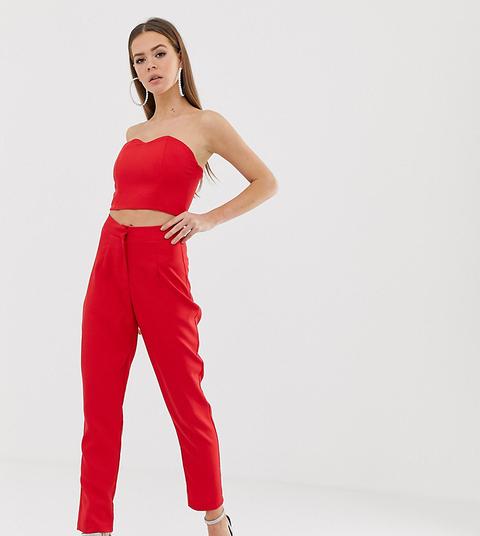 Missguided - Pantaloni Sartoriali A Sigaretta Rossi - Rosso