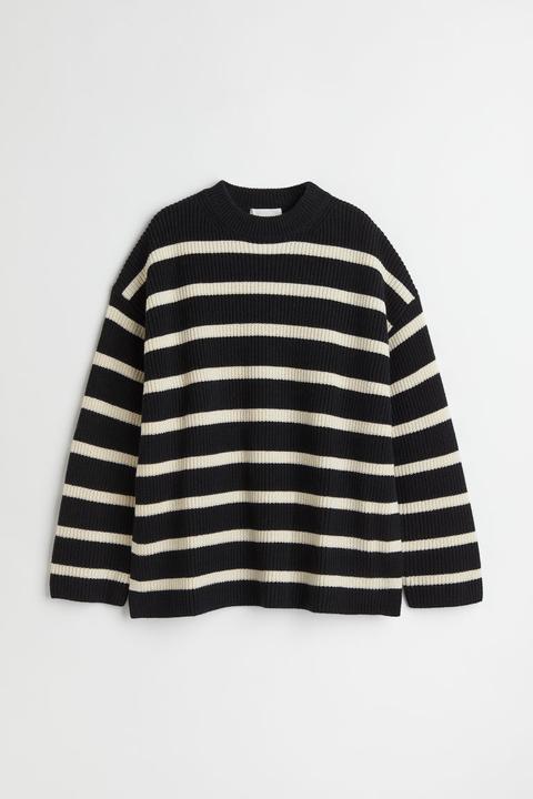 Jersey En Punto De Canalé - Negro
