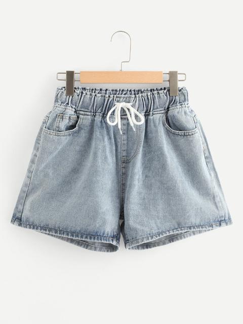 Shorts In Denim Con Coulisse