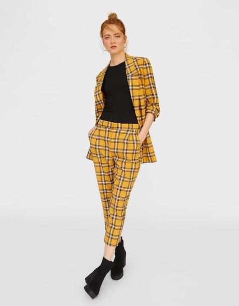 Carrot Fit Trousers With Zip Detail In Mustard