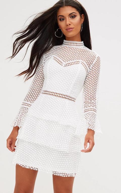 white flare sleeve dress