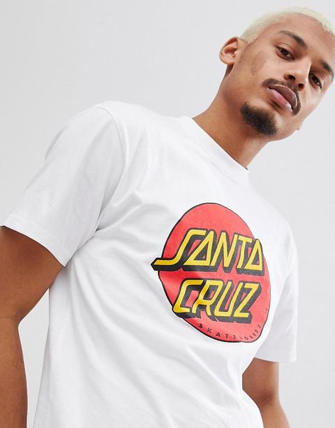 Santa Cruz - Classic Dot - T-shirt Bianca Con Logo Rotondo - Bianco