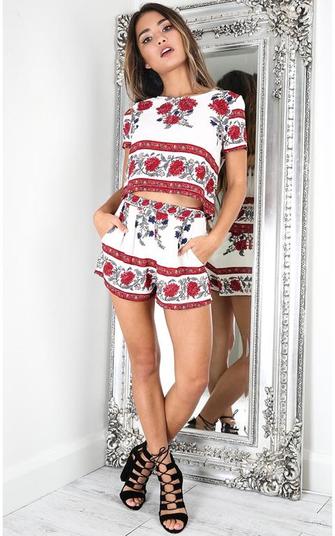 Porcelain Dreamer Two Piece Set In Red Floral