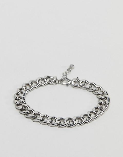 Asos Design Midweight Chain Bracelet In Silver Tone