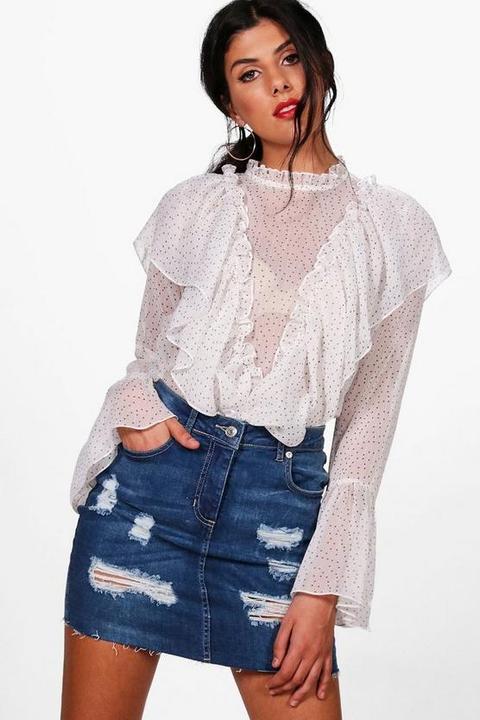 Paislee Distressed Denim Mini Skirt