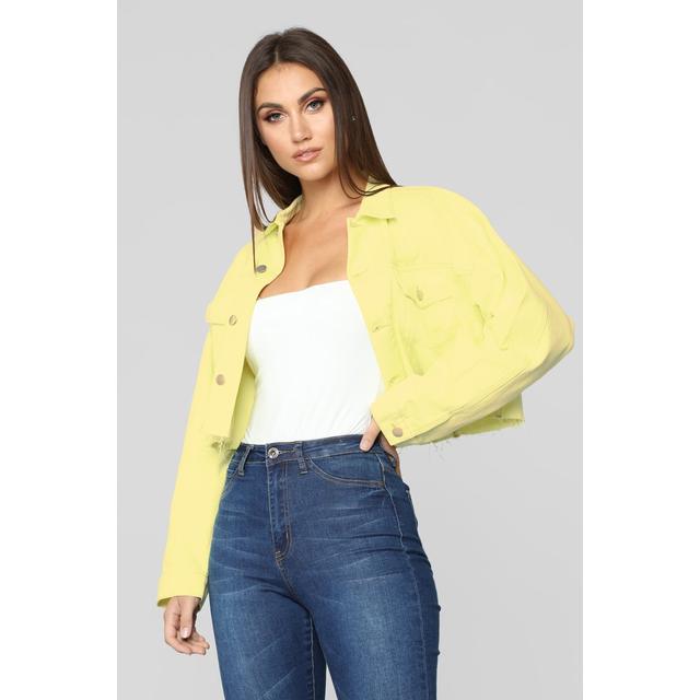 neon yellow denim jacket