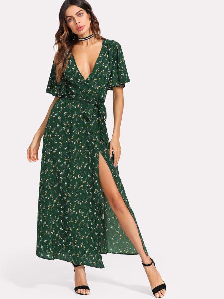 Wrap Dress Flutter Sleeve Surplice