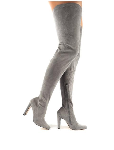 Pernille Over The Knee Boots In Grey