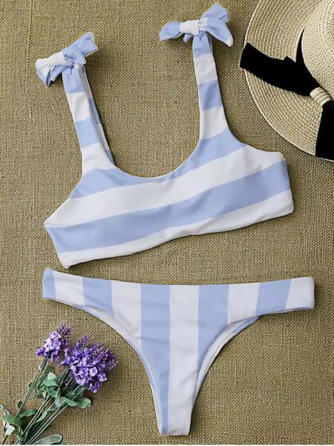 Rayas Empate Hombro Cucharada Bikini Conjunto Blue And White White And Black White And Yellow Red And White