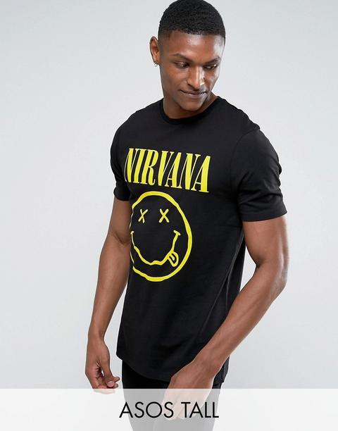 Asos Tall Nirvana Longline Band T-shirt With Face Print