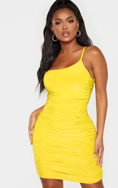 slinky ruched bodycon dress
