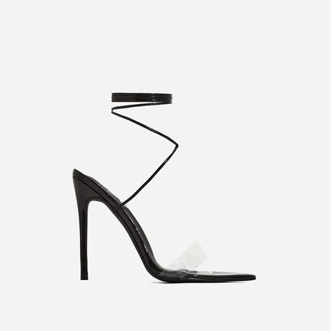 black perspex pointed heels