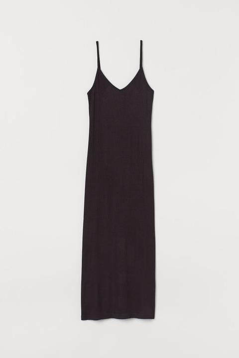 H & M - Abito In Jersey A Costine - Nero