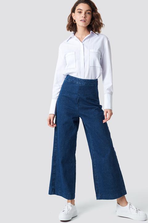 Na-kd Classy Culotte Denim Pants - Blue