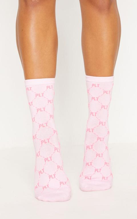 Prettylittlething Pink Logo Socks