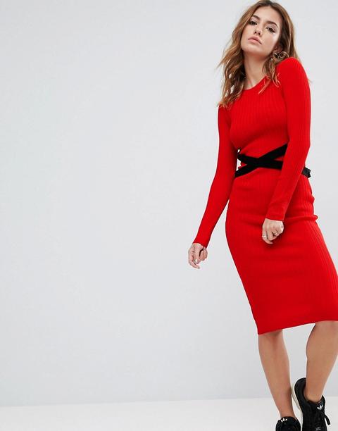 Vestido De Punto De Canalé Con Detalle De Corsé De Asos