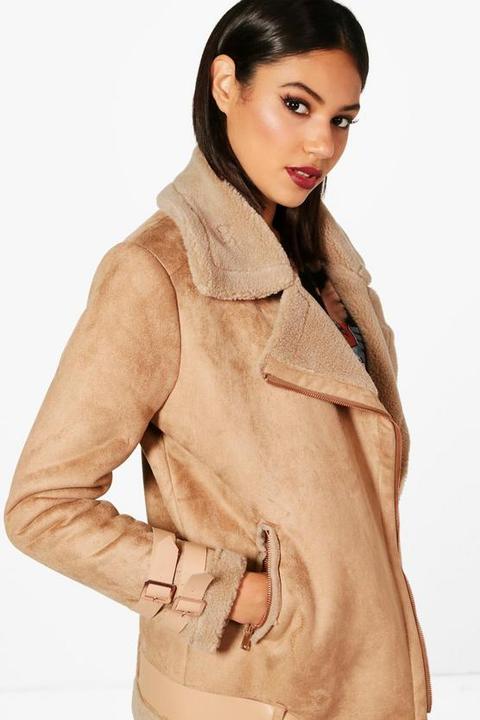 Boutique Belted Aviator Jacket