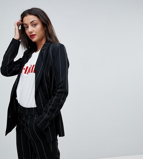 Vero Moda Tall - Blazer Doppiopetto Gessato - Nero