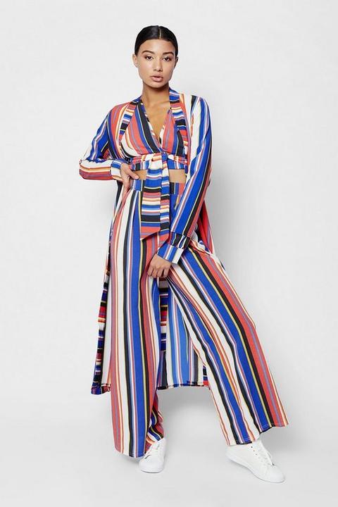 Wide Leg Tie Waist Stripe Trouser
