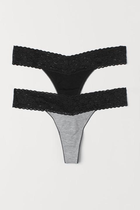 Pack De 2 Bragas Thong - Negro