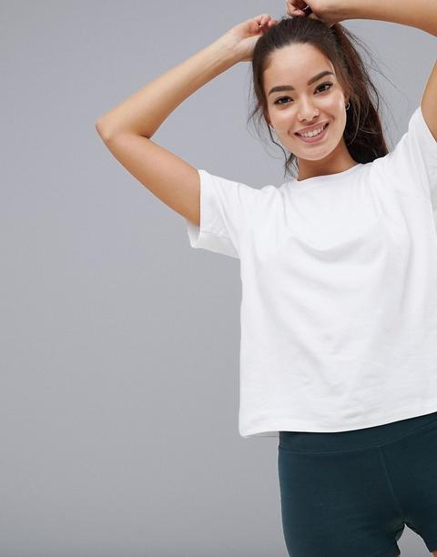 Asos 4505 - Top Da Allenamento A Maniche Corte Con Pannello In Rete - Bianco