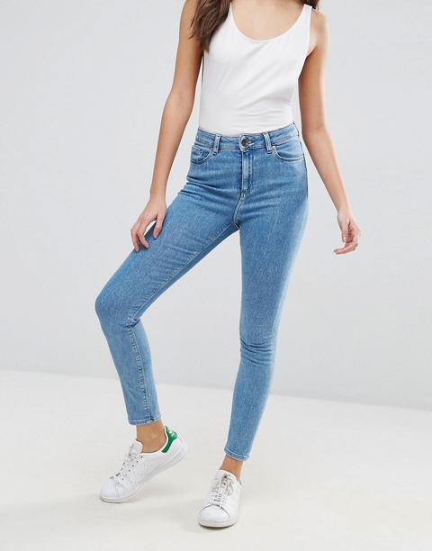 Asos Design - Ridley - Jeans Skinny A Vita Alta Blu Lavaggio Chiaro Harry - Blu