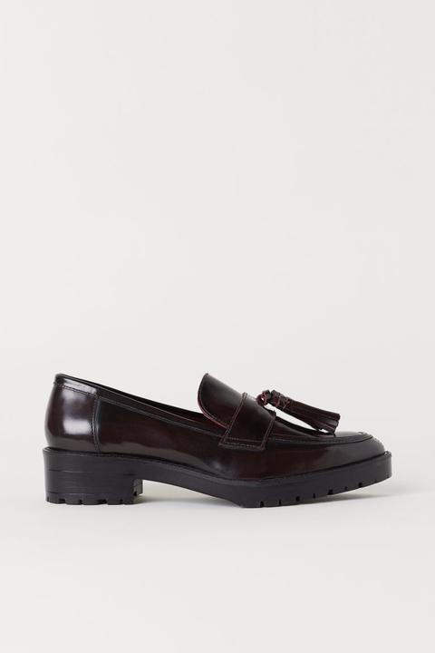 Mocasines De Piel - Rojo