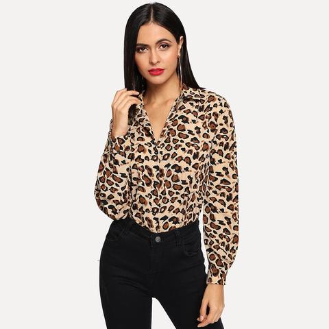 Camicia Con Bottoni E Stampa Leopardo