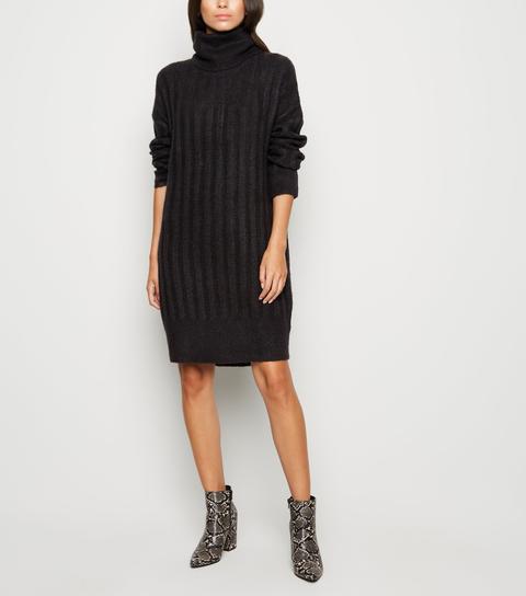 black roll neck jumper dress