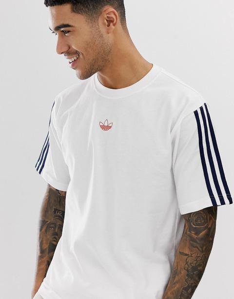 Adidas Originals T Shirt A Bandes Blanc Dv3260 From Asos