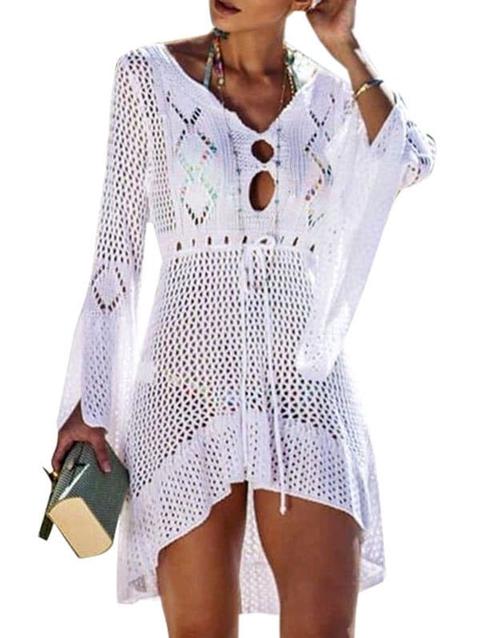Crochet Slit Sleeve Cover Up Dress