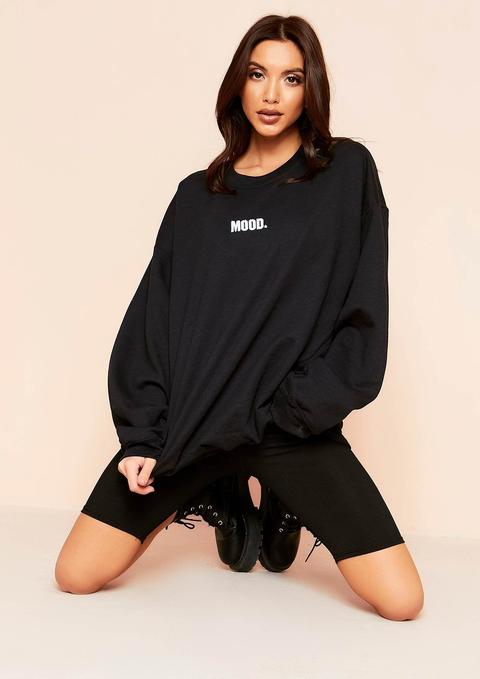 Scarlet Black Mood Slogan Oversized Sweatshirt