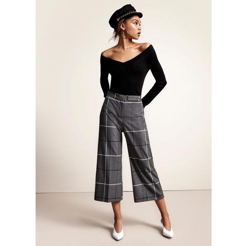 Grey Wide Check Culottes