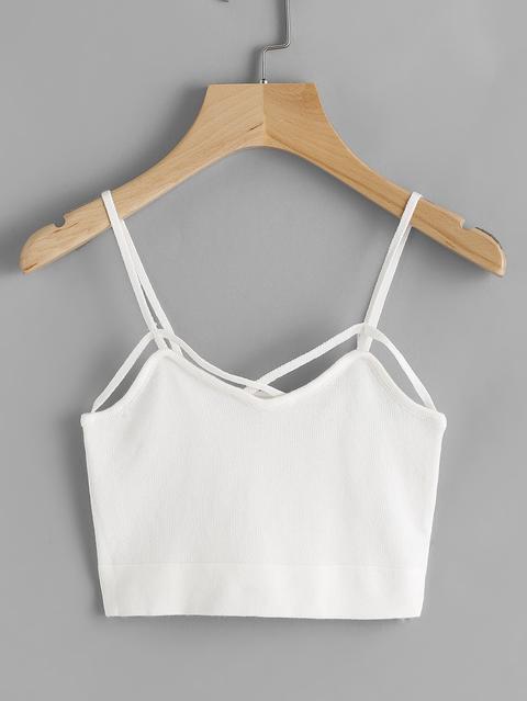 Strappy Knit Crop Cami Top