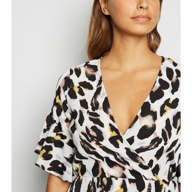 ax paris off white leopard print dress