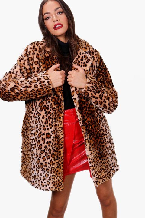 Iris Leopard Faux Fur Coat