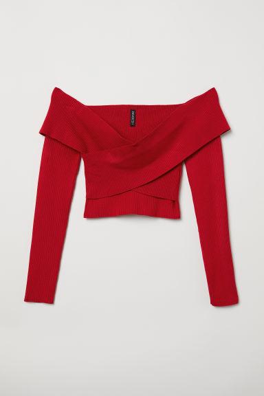 H & M - Top Hombro Descubierto - Rojo