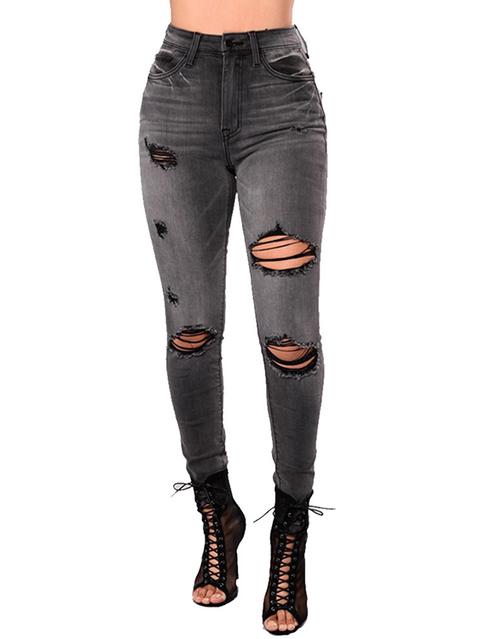 Black Ripped Design Denim Jeans