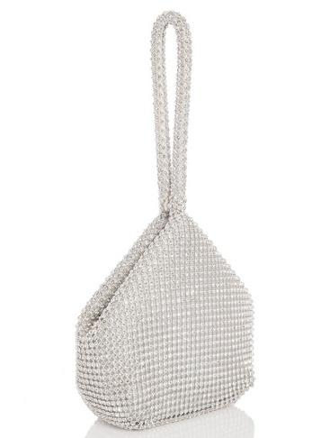 Womens *quiz Silver Diamante Pouch Bag, Silver