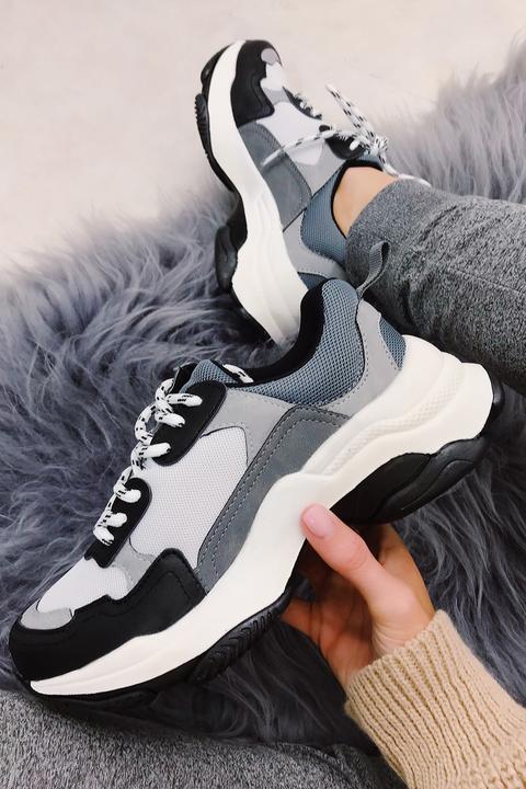 Bailey Black & White Chunky Sole Trainer