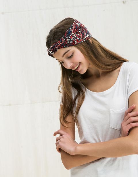 Diadema Estampado Paisley Rojo