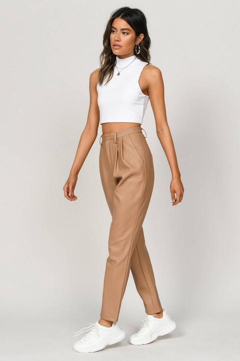 camel leather trousers