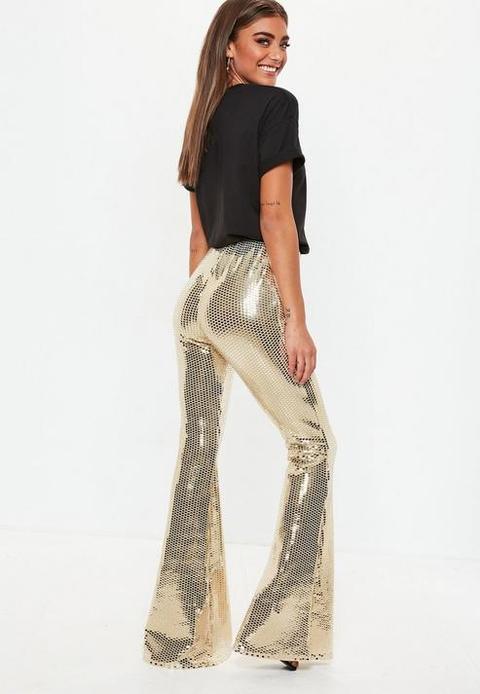 Gold Sequin Flare Trousers, Gold from Missguided on 21 Buttons