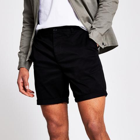 Black Slim Chino Short