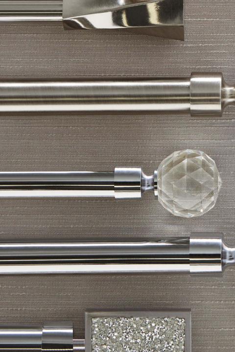 Next Brushed Silver Extendable Isabel 19mm Curtain Pole Kit From
