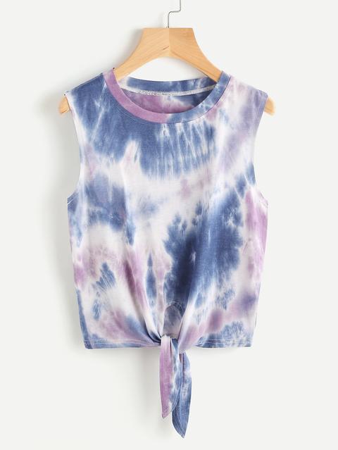 Tie Dye Knot Hem Tank Top