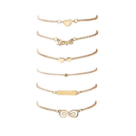 Set Bracciale Catena Con Cuore E Lettera D'amore