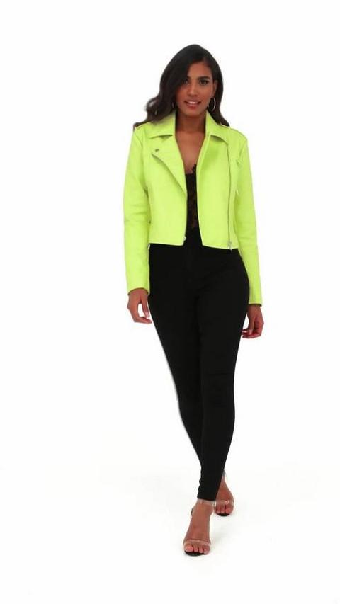 neon green faux leather jacket