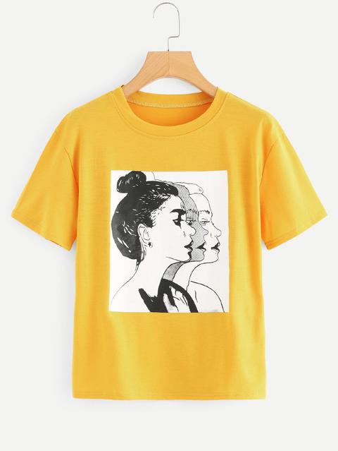 Camiseta Con Estampado De Figura-grande